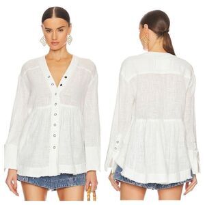 NEW Free People Miles Away Babydoll Top in White sz S